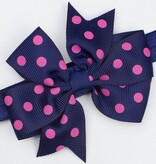 Baby haarbandje strik met stippen (donkerblauw)