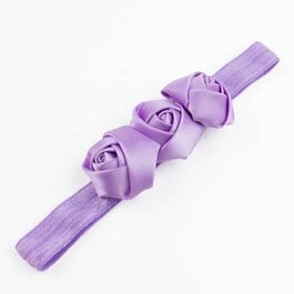 Haarbandje drie satijnen rozen (lila)