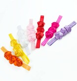 Baby haarbandje met drie satijnen rozen (lila)