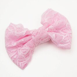 Haarspeldje met grote kanten strik (lichtroze)