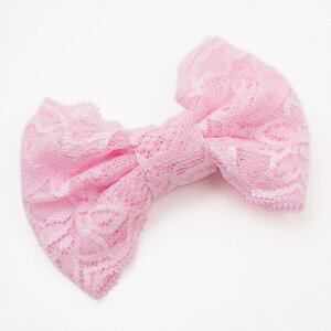 Baby haarspeldje met grote kanten strik (lichtroze)