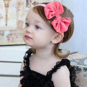 Baby haarbandje met chiffon strik (koraal)