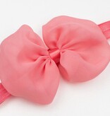 Baby haarbandje met chiffon strik (koraal)