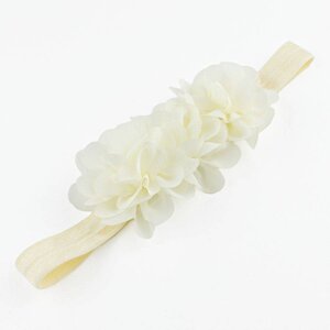 Baby haarbandje drie chiffon bloemetjes (ivoor)
