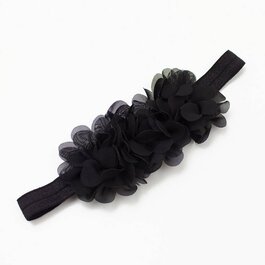 Haarbandje drie chiffon bloemetjes (zwart)