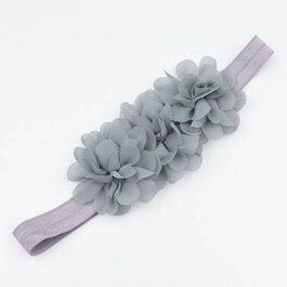 Haarbandje drie chiffon bloemetjes (grijs)