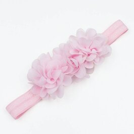Haarbandje drie chiffon bloemetjes (lichtroze)