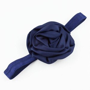 Baby haarbandje gerolde rozet (donkerblauw)