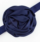 Baby haarbandje gerolde rozet (donkerblauw)
