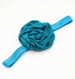 Baby haarbandje gerolde rozet (aqua-groen)