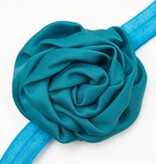 Baby haarbandje gerolde rozet (aqua-groen)