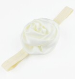 Baby haarbandje gerolde rozet (ivoor)