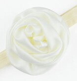 Baby haarbandje gerolde rozet (ivoor)