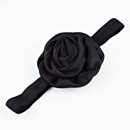Haarbandje gerolde rozet (zwart)
