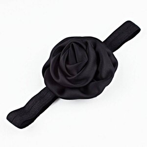 Baby haarbandje gerolde rozet (zwart)