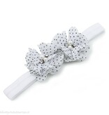 Baby haarbandje twee chiffon bloemen (wit/zwart)