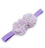 Baby haarbandje twee chiffon bloemen (wit/lila)
