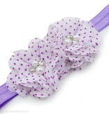 Baby haarbandje twee chiffon bloemen (wit/lila)