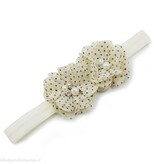 Baby haarbandje twee chiffon bloemen (zand/bruin)