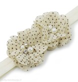 Baby haarbandje twee chiffon bloemen (zand/bruin)