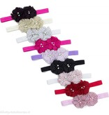 Baby haarbandje twee chiffon bloemen (rood/zwart)