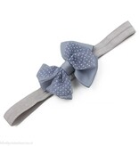 Baby haarbandje met dubbele chiffon stippel strik (grijs)
