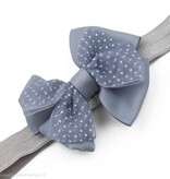 Baby haarbandje met dubbele chiffon stippel strik (grijs)