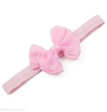 Baby haarbandje met dubbele chiffon stippel strik (lichtroze)
