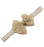 Baby haarbandje met dubbele chiffon stippel strik (zand)