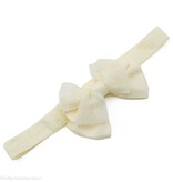 Baby haarbandje met dubbele chiffon stippel strik (ivoor)