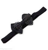 Baby haarbandje met dubbele chiffon stippel strik (zwart)
