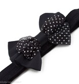 Baby haarbandje met dubbele chiffon stippel strik (zwart)