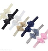 Baby haarbandje met dubbele chiffon stippel strik (zwart)