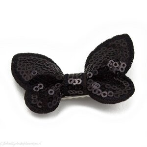 Baby haarspeldje met gltter vlinder (zwart)