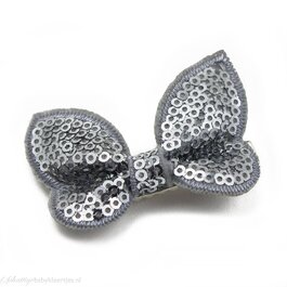 Haarspeldje met gltter vlinder (grijs)
