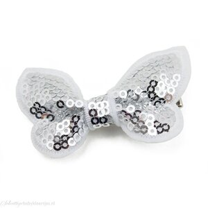 Baby haarspeldje met gltter vlinder (wit)