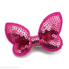 Haarspeldje met gltter vlinder (fuchsia)