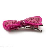 Baby haarspeldje met gltter vlinder (fuchsia)