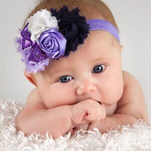 Baby haarbandje paars/lila/ivoor