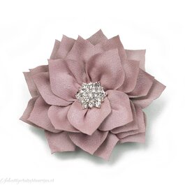 Haarspeldje lotus bloem met strass (grijs)