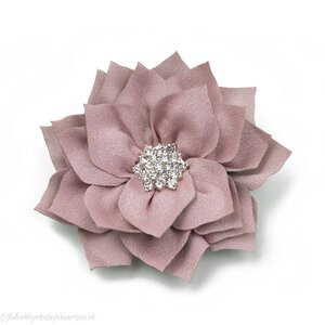 Haarspeldje lotus bloem met strass (grijs)
