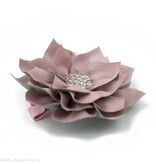 Haarspeldje lotus bloem met strass (grijs)