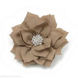 Haarspeldje lotus bloem met strass (zand)
