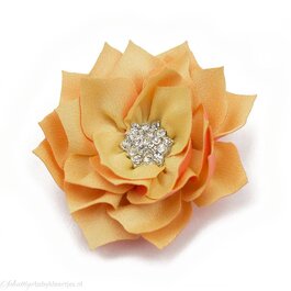 Haarspeldje lotus bloem met strass (oranje)