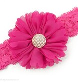 Baby haarbandje tutu bloem op kant (fuchsia)