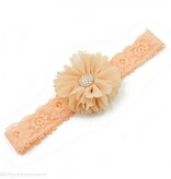 Baby haarbandje tutu bloem op kant (zand)