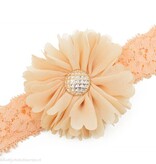 Baby haarbandje tutu bloem op kant (zand)