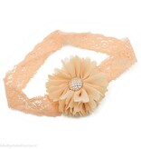Baby haarbandje tutu bloem op kant (zand)