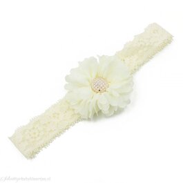 Haarbandje tutu bloem op kant (ivoor)