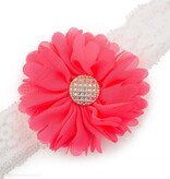 Baby haarbandje tutu bloem op kant (neon koraal)